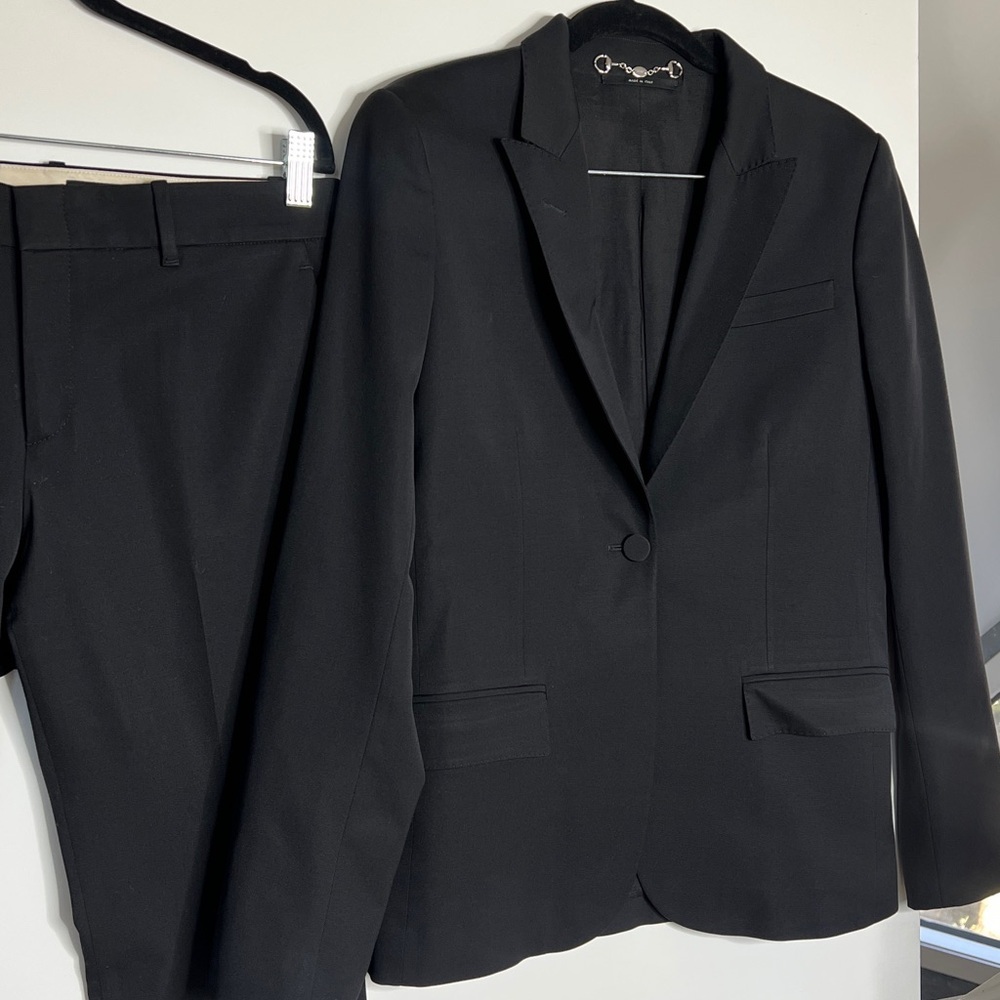 Gucci Sz 42 Two Piece Flat Frint Pants One Button Blazer Wool Suit Made in Italy - Picture 3 of 12